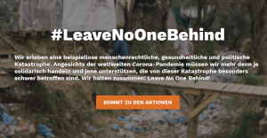 Banner "Leave no one Behind".